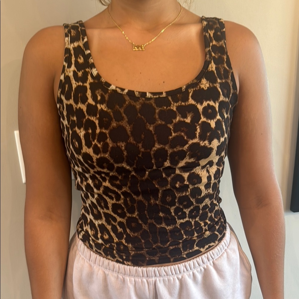 SHEIN Black and Brown Fitted Sleeveless Tank Top